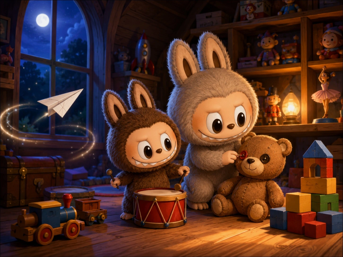 Labubu and Zimomo in the Midnight Toyroom Story Read for Kids